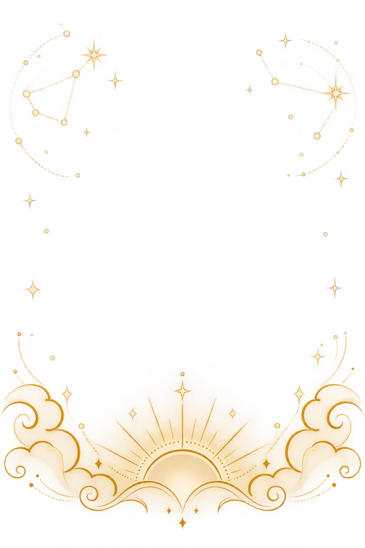 A rising sun and celestial line art