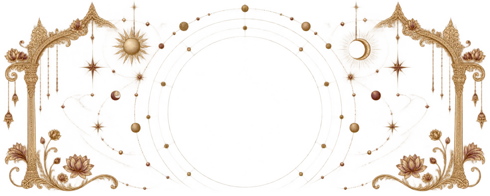 Antique-gold celestial line art